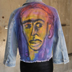 Sharna Artworkz Hand Painted Denim Jacket - Frida Gold with Purple