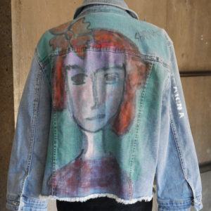 Sharna Artworkz Hand Painted Denim Jacket - Girl With Red Hair