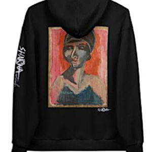 Sharna Artworkz Custom Designed Hoodie Sweatshirt - Woman In Cloche Hat (Blk)